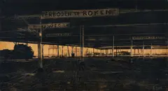 Untitled (Verboden te roken) by Benoît Gilsoul, ink and wash on paper mounted to board, sold Oct 2020