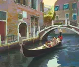 Gondoliers' Song by Xue Jian Xin, oil on canvas (unstretched), sold Oct 2020