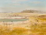 Wimmera landscape by Arthur Boyd, c.1962, oil and tempera on composition board, sold Nov 2025