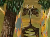 Horned figure by Albert Tucker, 1966, synthetic polymer paint on composition board, sold Nov 2025