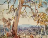The white gum by Hans Heysen, 1945, watercolour on paper, sold Nov 2025
