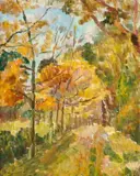 Autumn at Apolima by Grace Cossington Smith, 1951, oil on canvas on cardboard, sold Nov 2025