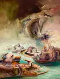 Oceania Mutants by James Gleeson, 1985, oil on canvas, sold May 2024