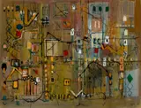 City Magic At Night by Yvonne Audette, 1985, mixed media on paper, sold May 2024