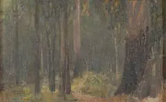 Sherbrooke Forest by Tom Roberts, c.1924, oil on canvas on plywood panel, sold May 2024