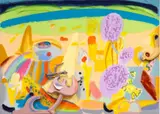Under The Hills (Thunder Without Rain) by Colin Lanceley, 2004, oil on carved wood and canvas, sold Feb 2024