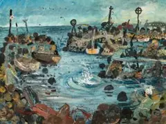 The Splash by John Perceval, 1956, oil and enamel on composition board, sold Apr 2024