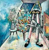Which Way, Which Way? by Charles Blackman, 1956, tempera and oil on composition board, sold Apr 2024