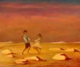The Dancing Children by Russell Drysdale, c.1971, oil on canvas, sold Apr 2024