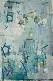 Composition In Blue by Yvonne Audette, 1958, oil on plywood, sold Apr 2024