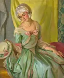 Green And Silvery by Adelaide Elizabeth Perry, 1929, oil on canvas, sold Apr 2024