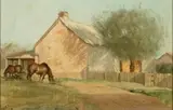 Stables At Parramatta by Lloyd Rees, 1924, oil on canvas on board, sold Apr 2024