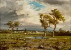 Northcote By Side Of Brunswick, Melbourne by Louis Buvelot, 1871, oil on canvas on panel, sold Apr 2024