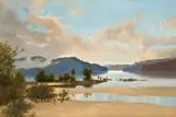 Cynthia Bay, Lake St. Clair With Mt. Ida In Distance, Tasmania by William Piguenit, c.1880s, oil on canvas, sold Apr 2024