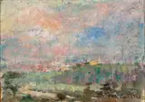 Towards Richmond From Kensington Road, South Yarra by Frederick McCubbin, c.1910, oil on canvas board, sold Apr 2024