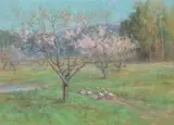 The Peach Orchard by Jane Sutherland, c.1910, pastel on paper, sold Apr 2024