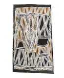Baratjala by Noŋgirrŋa Marawili, 2015, natural earth pigments and recycled print toner on eucalyptus bark, sold Mar 2024