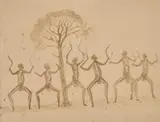 War Dance by Tommy McRae, 1900, pen and ink on paper, sold Mar 2024