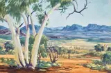 Ranges West Simpsons Gap by Albert Namatjira, watercolour and pencil on paper, sold Mar 2024