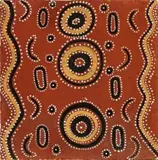 Yam Dreaming by Billy Stockman Tjapaltjarri, 1971, poster paint with PVA Bondcrete glue on fruit box end, sold Mar 2024