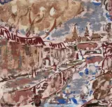 Canal, Foochow by Ian Fairweather, 1945 - 47, gouache on paper, sold Nov 2023