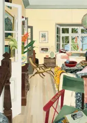 Interior With Red Ginger by Cressida Campbell, 1998, unique colour woodblock print, sold Nov 2023