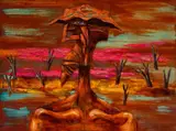 Explorer, Evening by Albert Tucker, 1965, synthetic polymer paint on composition board, sold Nov 2023