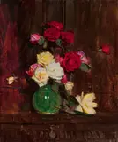 Still Life With Roses by Arthur Streeton, c.1930s, oil on canvas, sold Nov 2023