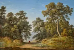 Study Of Oak Trees by John Glover, c.1840, oil and collage on canvas, sold Nov 2023