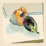 Pumpkin And Eggplant by Cressida Campbell, 1991, unique colour woodblock print, offered Nov 2023