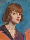 Head Of A Girl With Reddish Brown Hair by George Washington Lambert, 1915, oil on canvas on board, offered Nov 2023