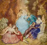 Faun And Lovers by Norman Lindsay, 1952, watercolour on paper, sold Nov 2023