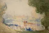The Royal Barge At Eton by Arthur Streeton, 1903, watercolour and pencil on paper, sold Nov 2023