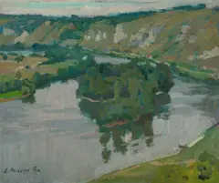 LES ANDELYS–ON–SEINE, c.1909 – 11 by E. Phillips Fox, oil on canvas board, sold Nov 2023