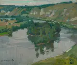 LES ANDELYS–ON–SEINE, c.1909 – 11 by E. Phillips Fox, oil on canvas board, sold Nov 2023