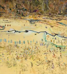 Landscape With Creek Bed by Fred Williams, 1976 - 77, oil on canvas, sold Aug 2023