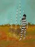 Escaped Convict by Sidney Nolan, 1948, enamel on composition board, offered Aug 2023