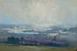 Rouen, From Bon Secours by Arthur Streeton, 1912, oil on canvas, sold Aug 2023