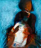 Hide And Seek by Charles Blackman, 1985, oil and pastel on paper, sold Aug 2023