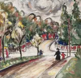 Street Scene, Centennial Park by Danila Vassilieff, 1936, oil on canvas, sold Aug 2023