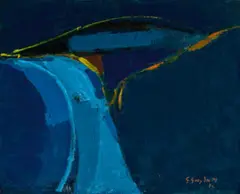Seascape by Guy Grey-Smith, 1972, oil and beeswax emulsion on muslin on composition board, sold Aug 2023