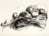 The Olgas, 8Am, Also Known As Olgas Iii by Brett Whiteley, 1985, pen, brush and ink on paper, sold Aug 2023