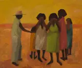 The Messenger by Sam Fullbrook, 1961, oil on canvas, offered Aug 2023