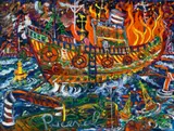 The Burning Of The Ark by John Perceval, c.1994, oil on canvas, offered Aug 2023