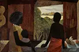 Family Group, Thursday Island, 1962 – 63 by Ray Crooke, oil on composition board, sold Aug 2023