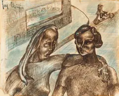 Street Scene Ii by Joy Hester, c.1941, pen, ink and pencil on paper, sold Aug 2023