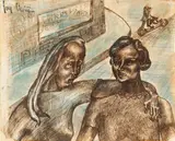 Street Scene Ii by Joy Hester, c.1941, pen, ink and pencil on paper, sold Aug 2023