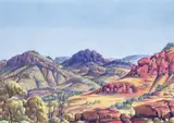 Looking West From Glen Helen by Albert Namatjira, 1951, watercolour and pencil on paper, sold Aug 2023