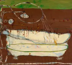 The Bath by John Olsen, 1996, oil on canvas, sold May 2023