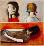 Double Image by Charles Blackman, 1961, oil on composition board, sold May 2023